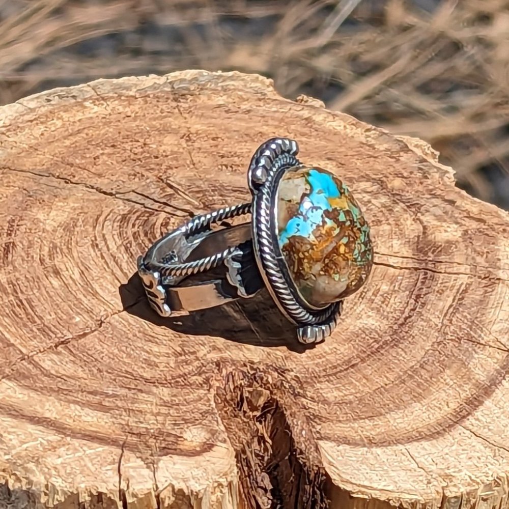 Turquoise and Silver Statement Ring - Picture 2 of 9